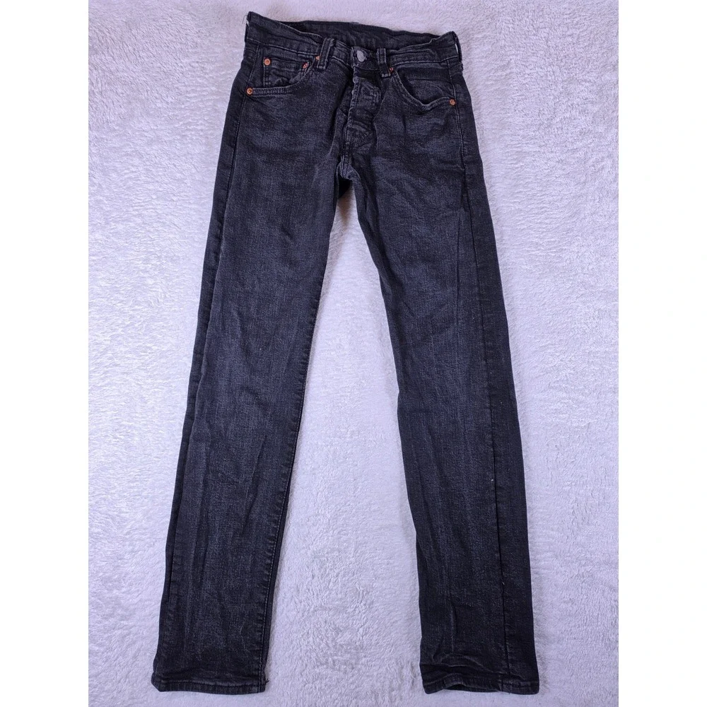Levi 501 Original Fit Mens 29/34 Black Button Fly Straight Leg Jeans S40154 AD